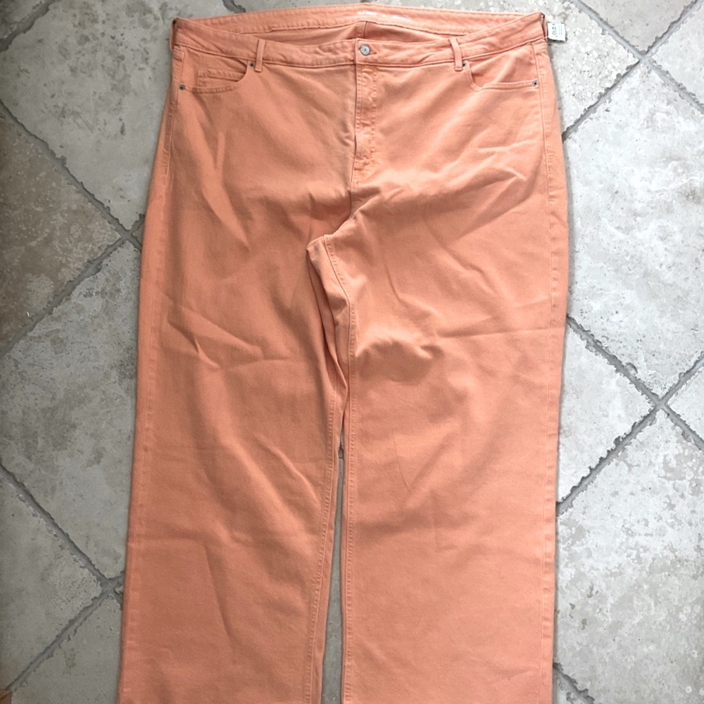 NWT Old Navy Orange Extra High Rise Sky Hi Wide Leg Cut- Off Jeans Size 26 Plus
